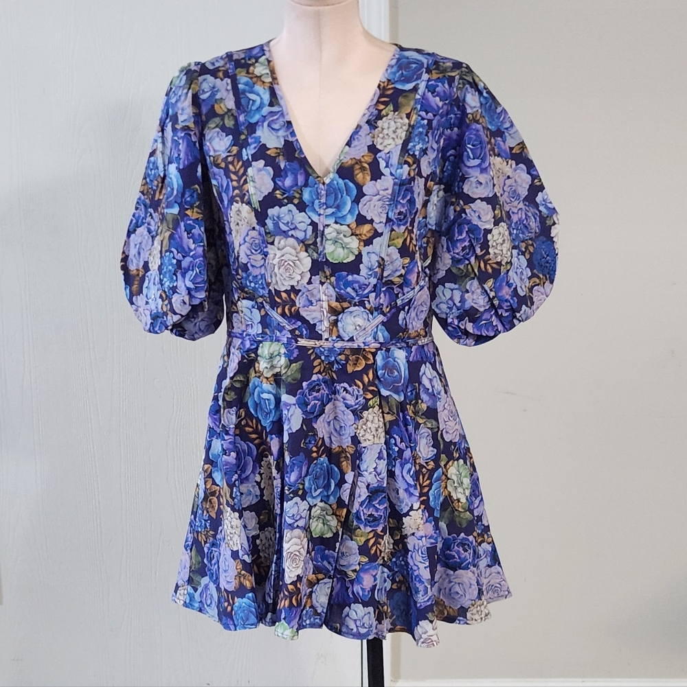 New!Rachel Parcell V-Neck Puff Sleeve Mini Dress - Picture 3 of 14